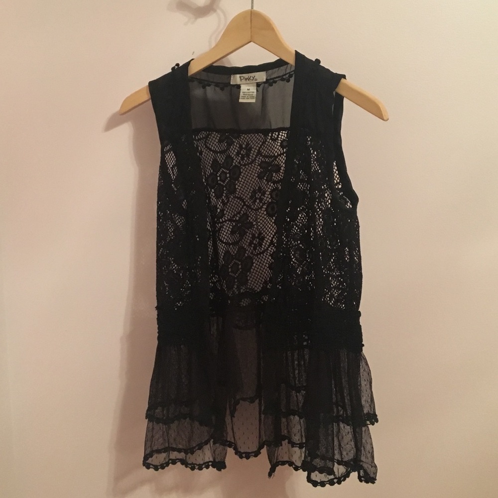 Black Lace Sleeveless Blouse